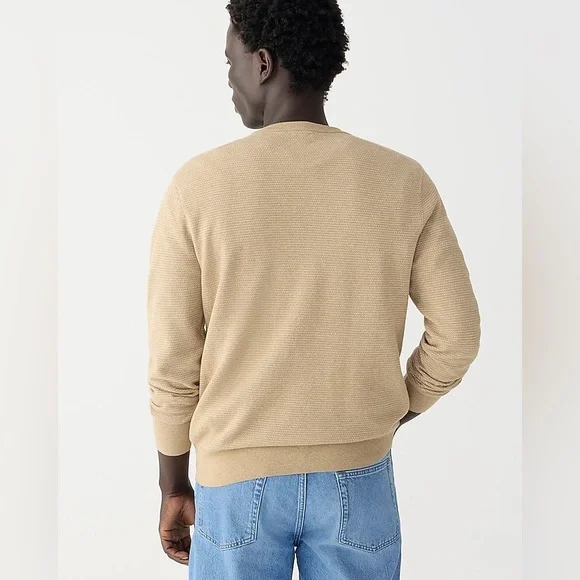 NWT Men’s J Crew Cotton piqué-stitch crewneck sweater, Size Medium, Camel